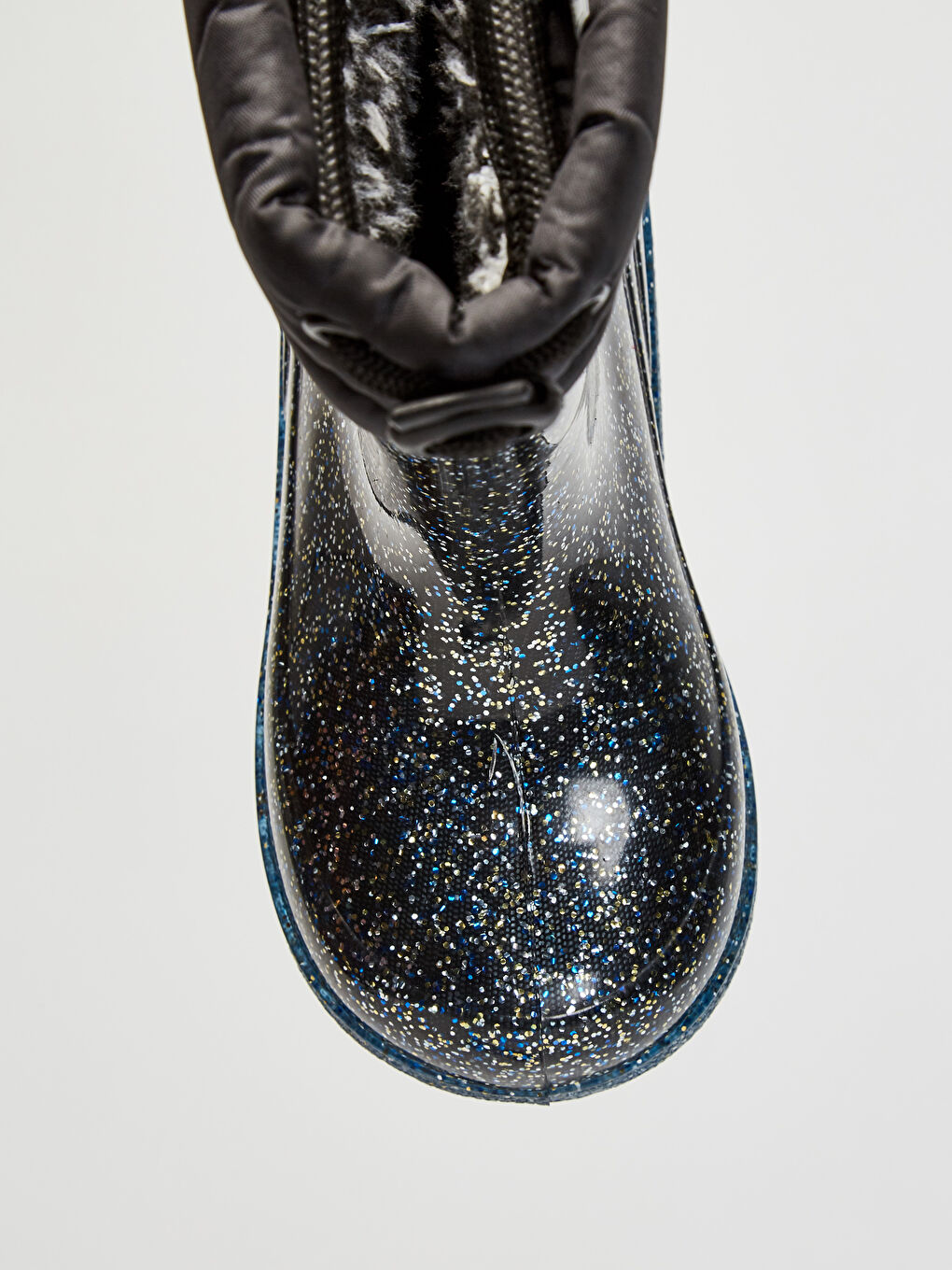 Siyah Kız Çocuk Simli Yağmur Botu-4