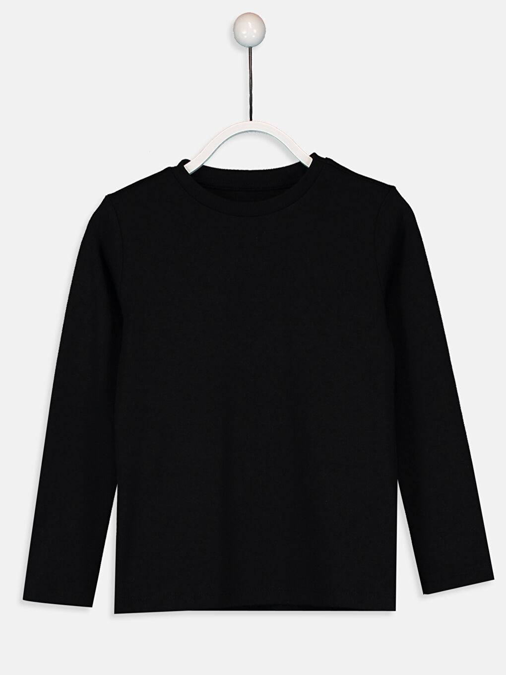 Siyah Bisiklet Yaka Basic Uzun Kollu Erkek Çocuk Fanila