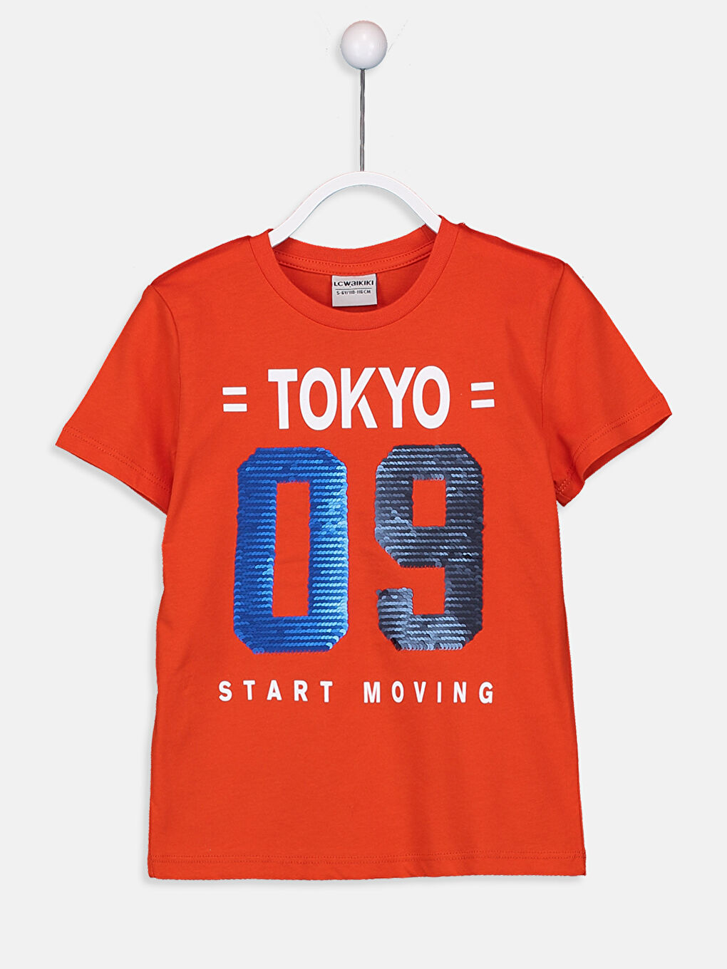 Turuncu Bisiklet Yaka Kısa Kollu Erkek Çocuk Tişört-1