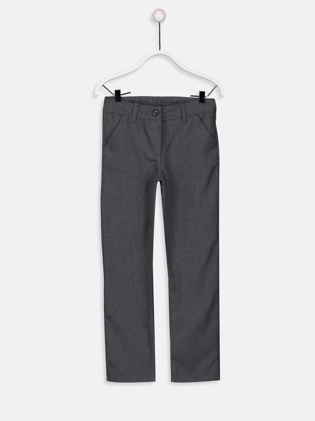 Gri Slim Fit Basic Kız Çocuk Pantolon