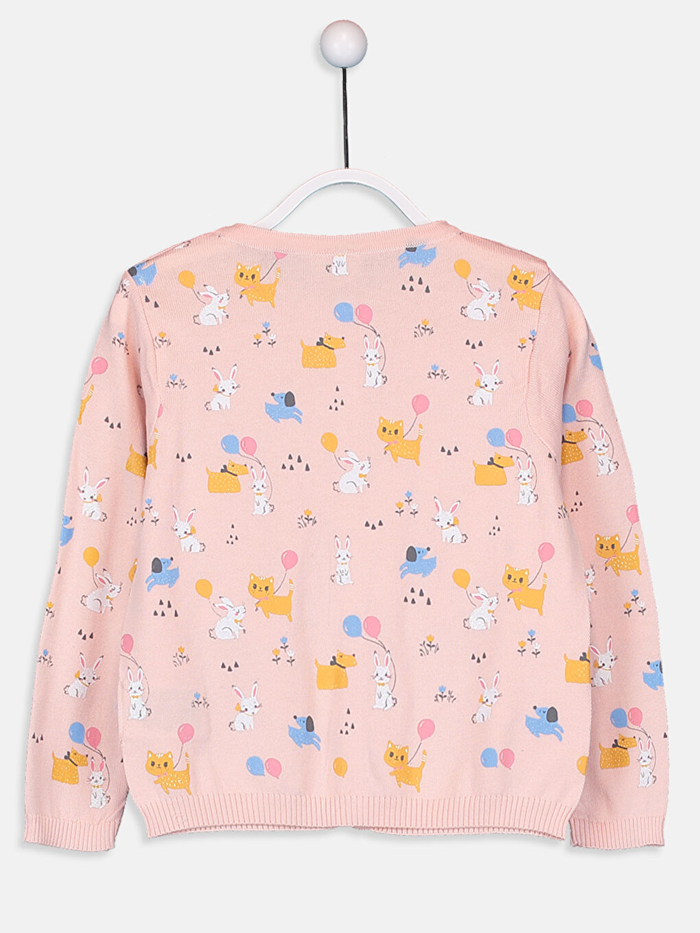 Crew Neck Pattern Long Sleeve Slim Knitwear Cardigan For Girl-1