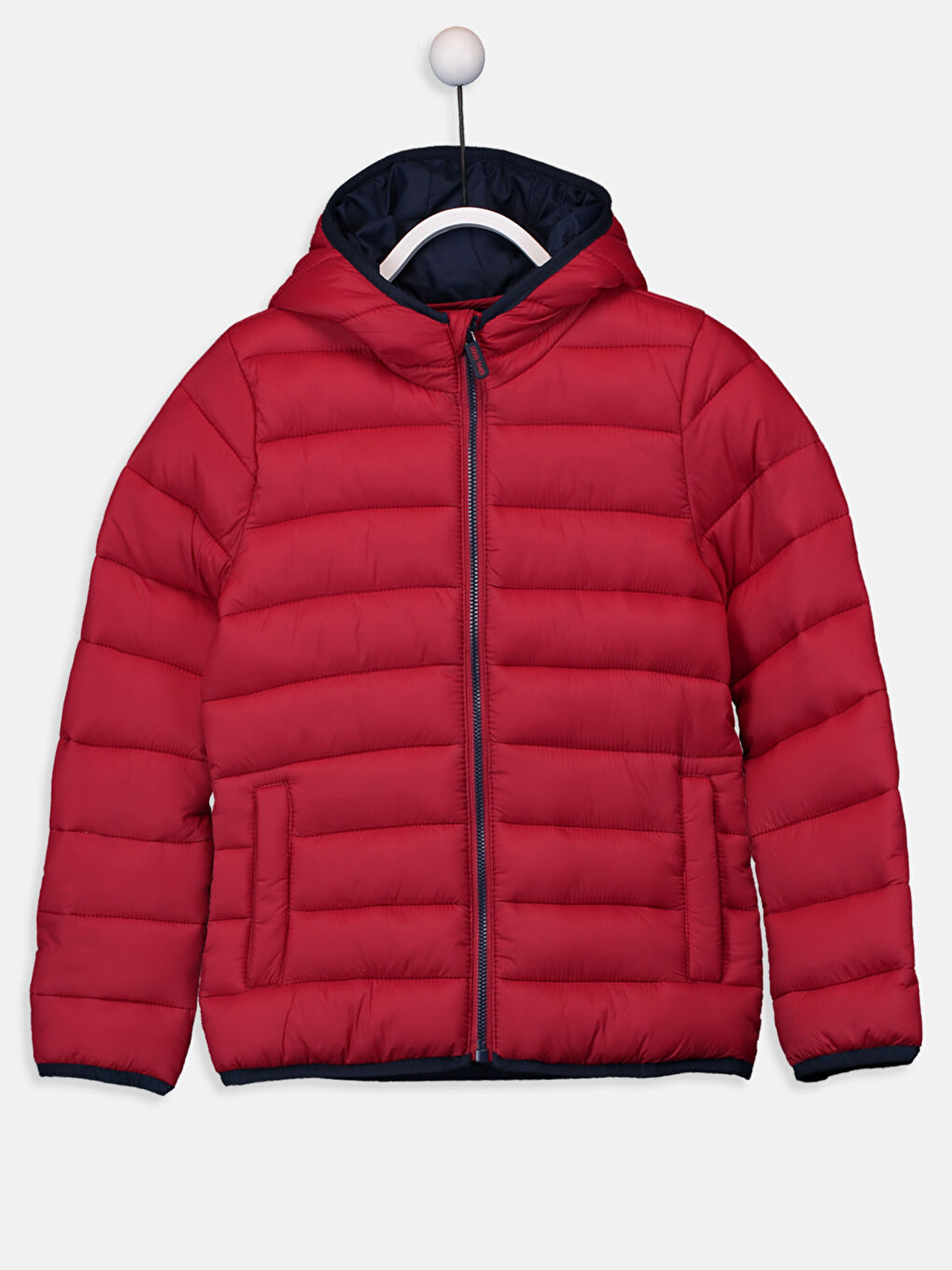 Kırmızı Kapüşonlu Uzun Kollu Erkek Çocuk Şişme Mont-2
