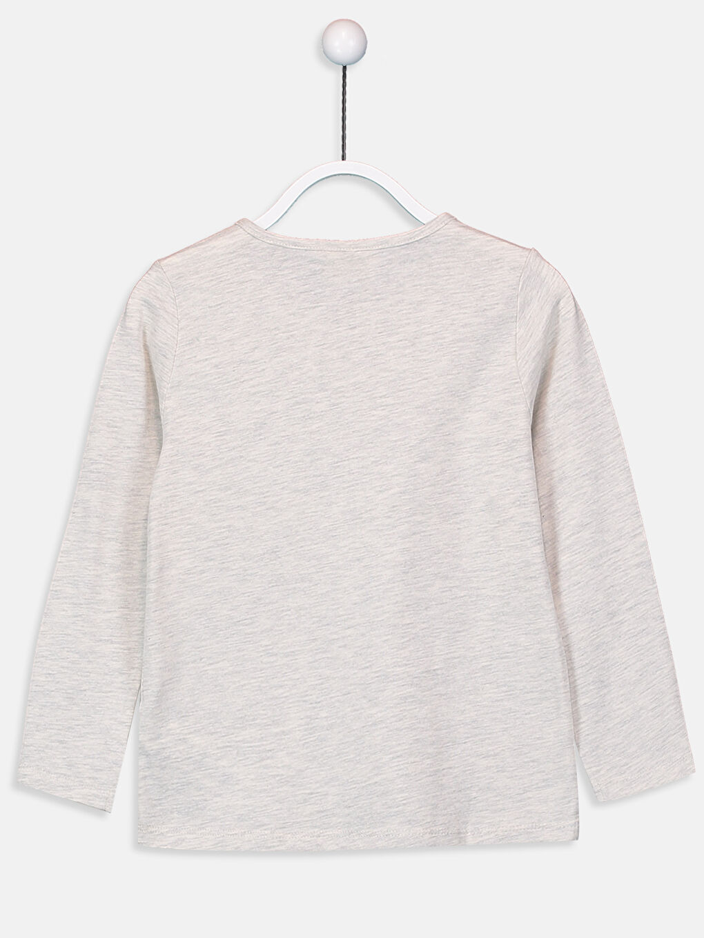 Ekru Bisiklet Yaka Uzun Kollu Kız Çocuk Tişört-1
