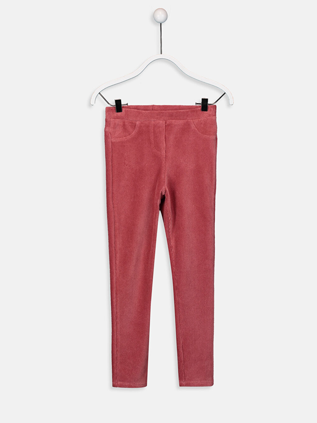 Pembe Beli Lastikli Basic Kadife Kız Çocuk Uzun Tayt