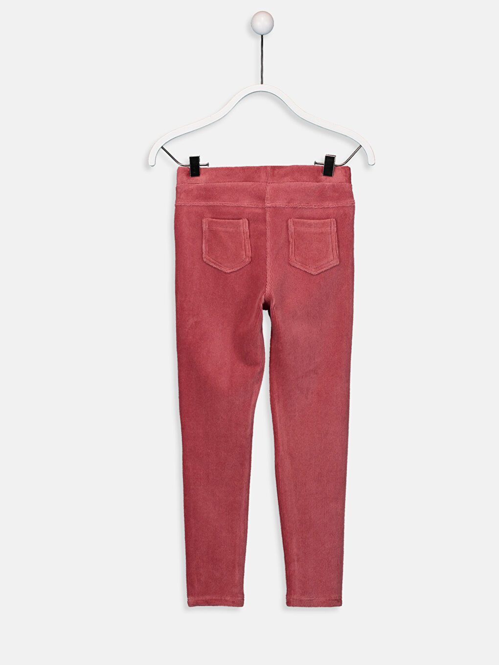 Pembe Beli Lastikli Basic Kadife Kız Çocuk Uzun Tayt-1