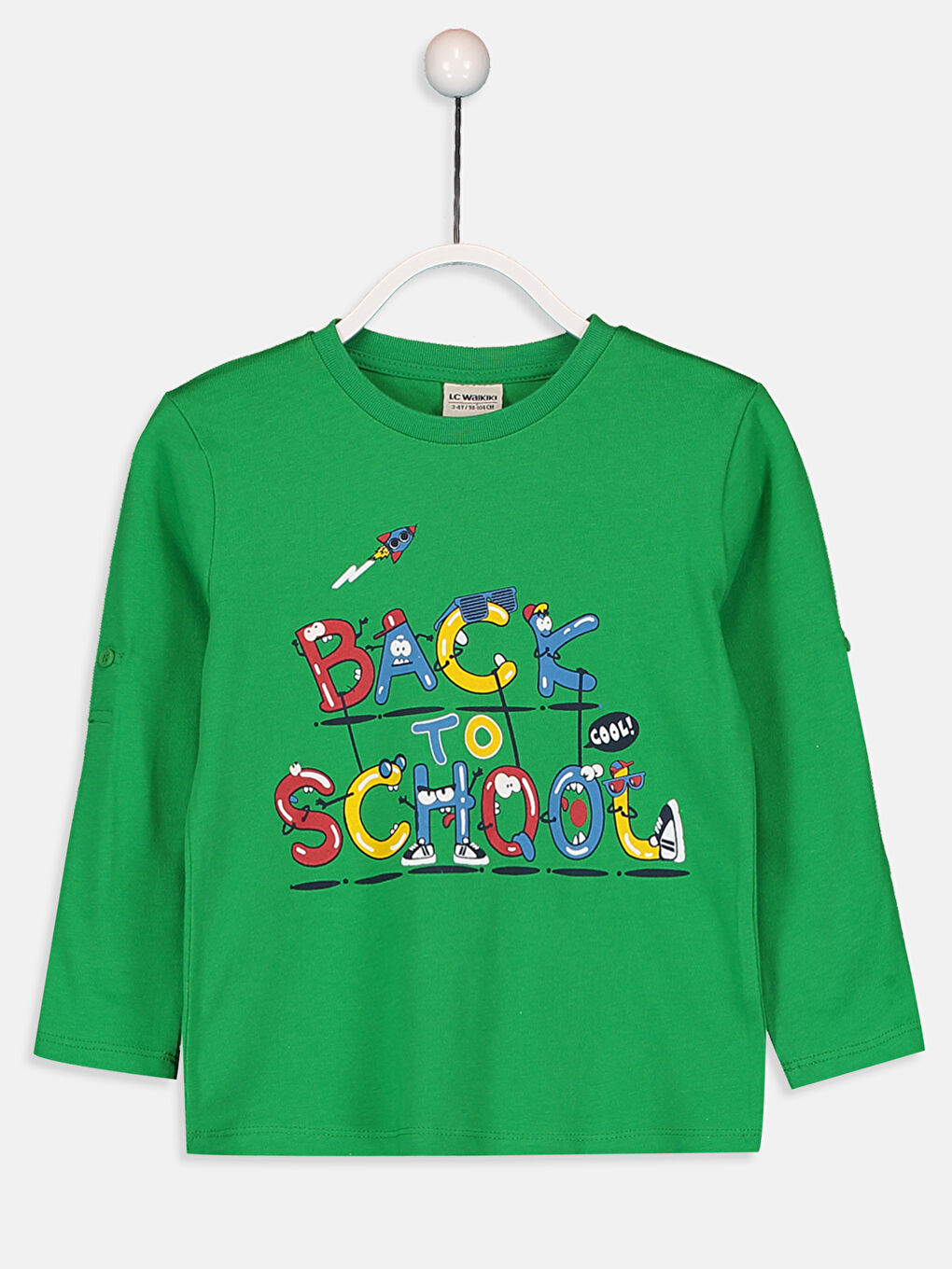 Yeşil Bisiklet Yaka Uzun Kollu Erkek Çocuk Tişört