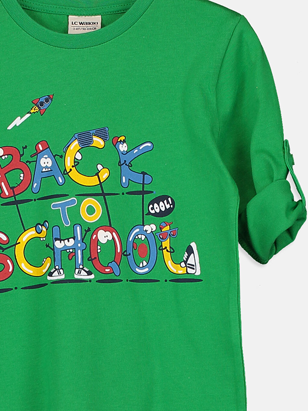 Yeşil Bisiklet Yaka Uzun Kollu Erkek Çocuk Tişört-2