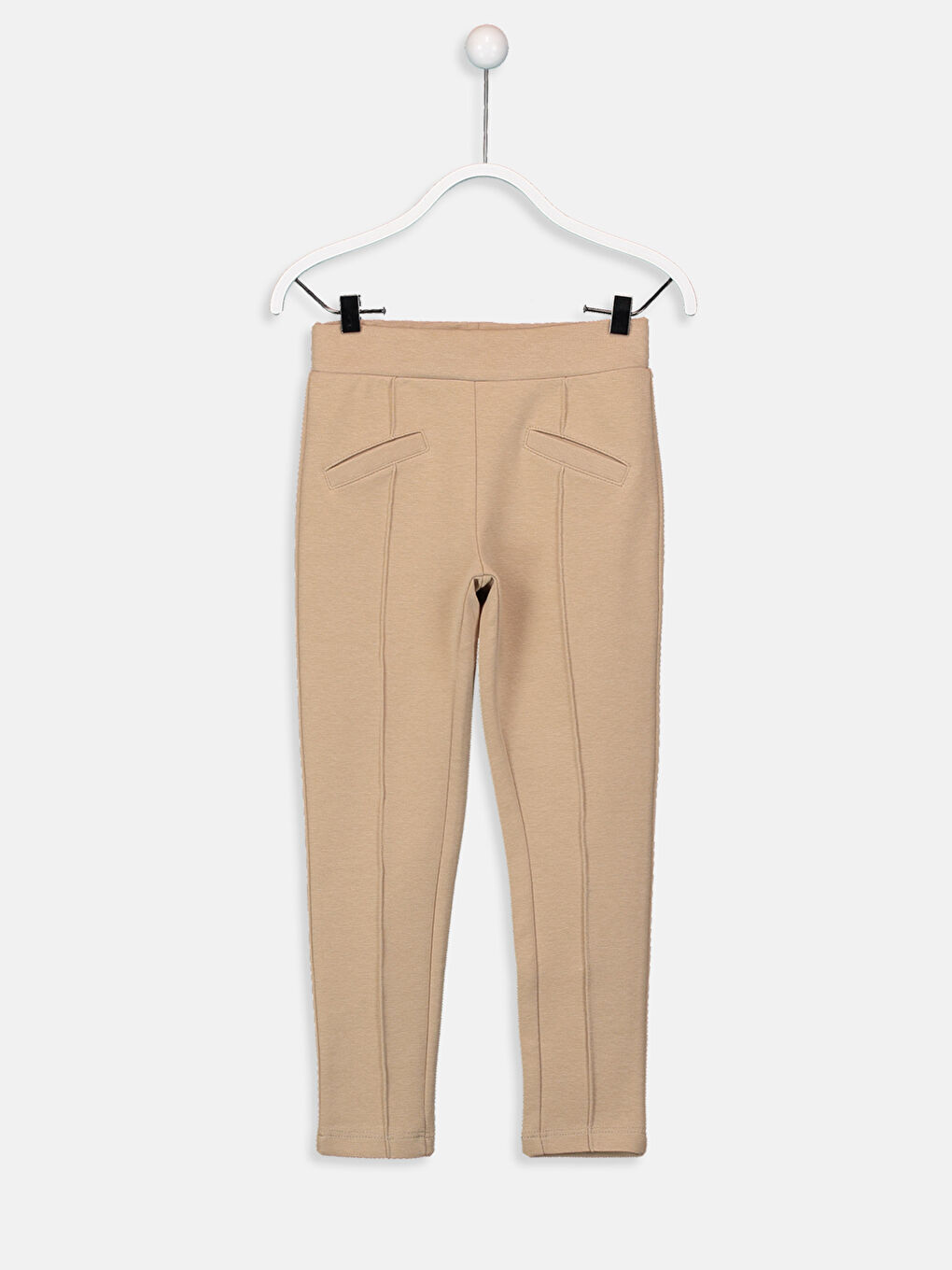 Bej Beli Lastikli Basic Kız Çocuk Tayt