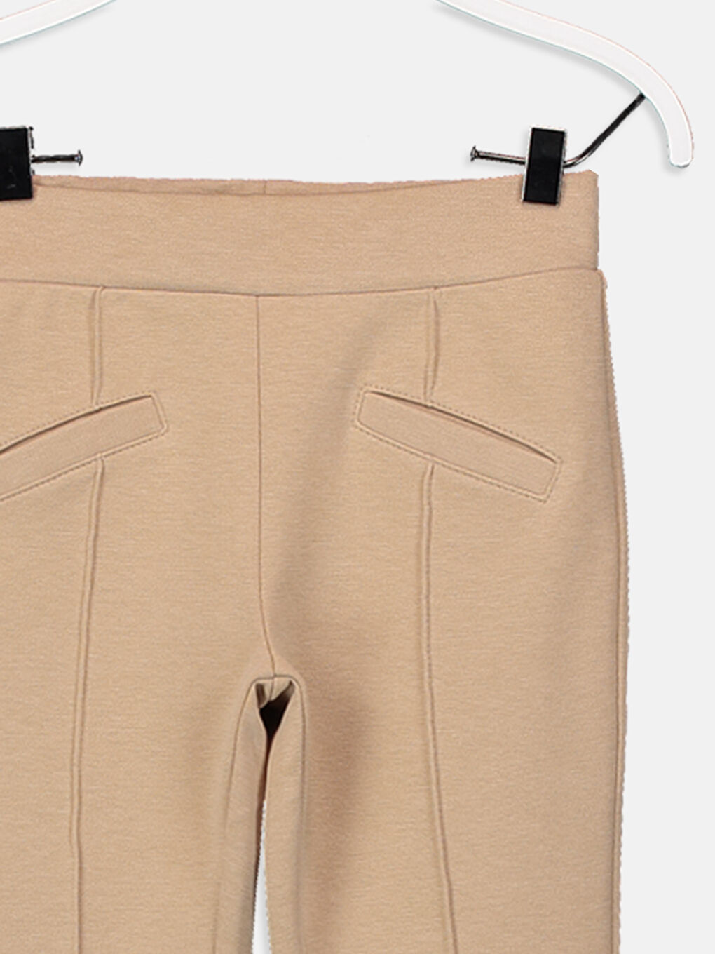 Bej Beli Lastikli Basic Kız Çocuk Tayt-2