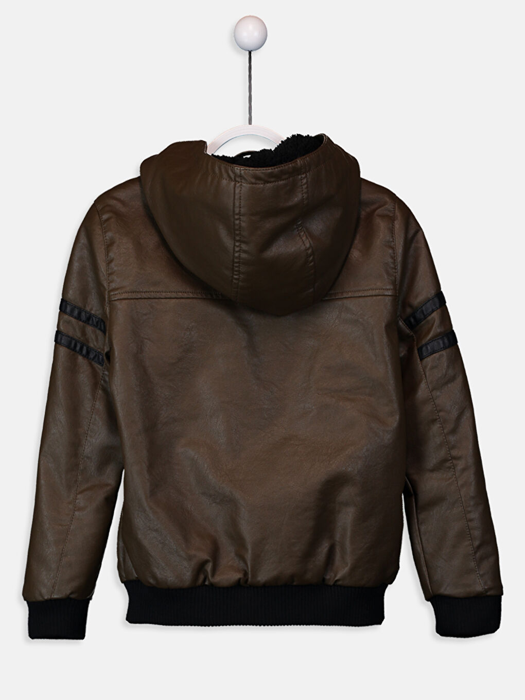 Hooded Leather Look Boy Jacket-2