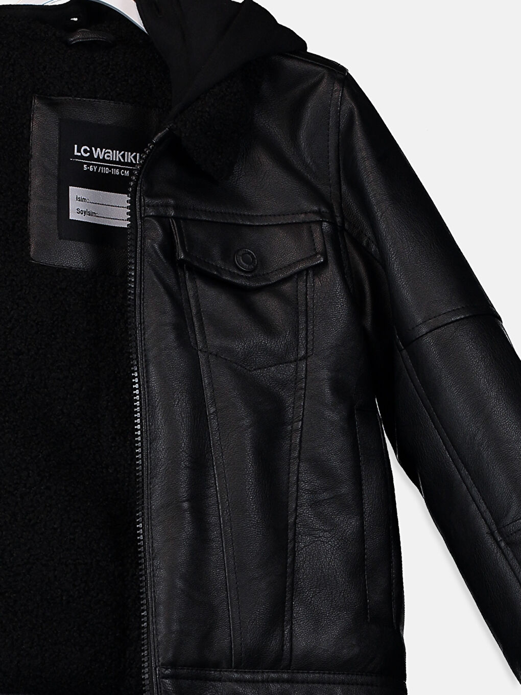 Yeni Siyah Deri Görünümlü Mont-4