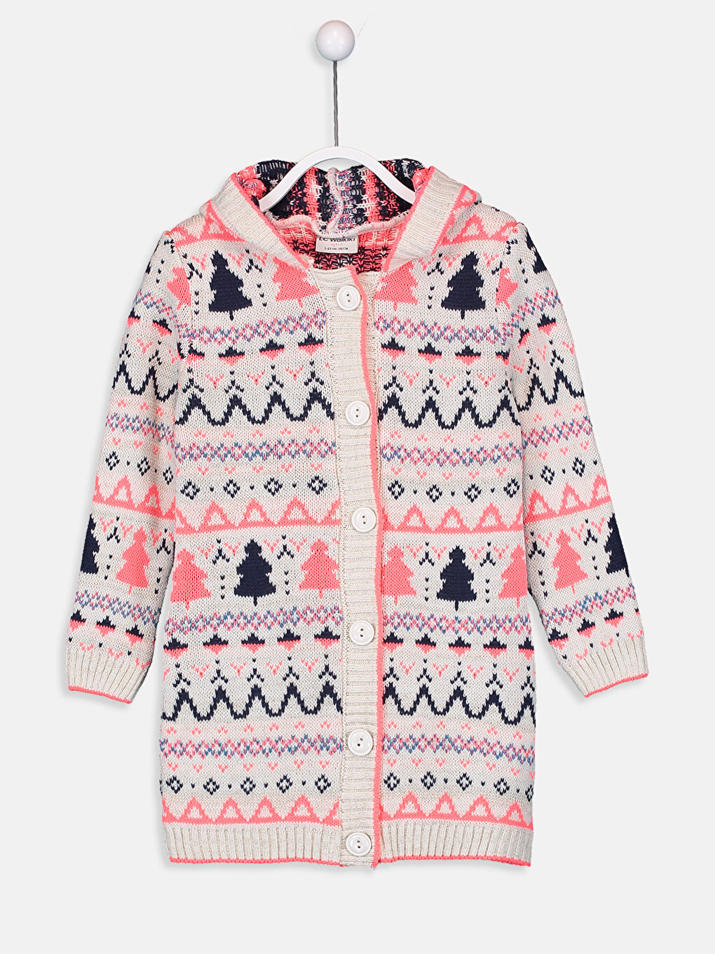 Ekru Kapüşonlu Kız Çocuk Hırka