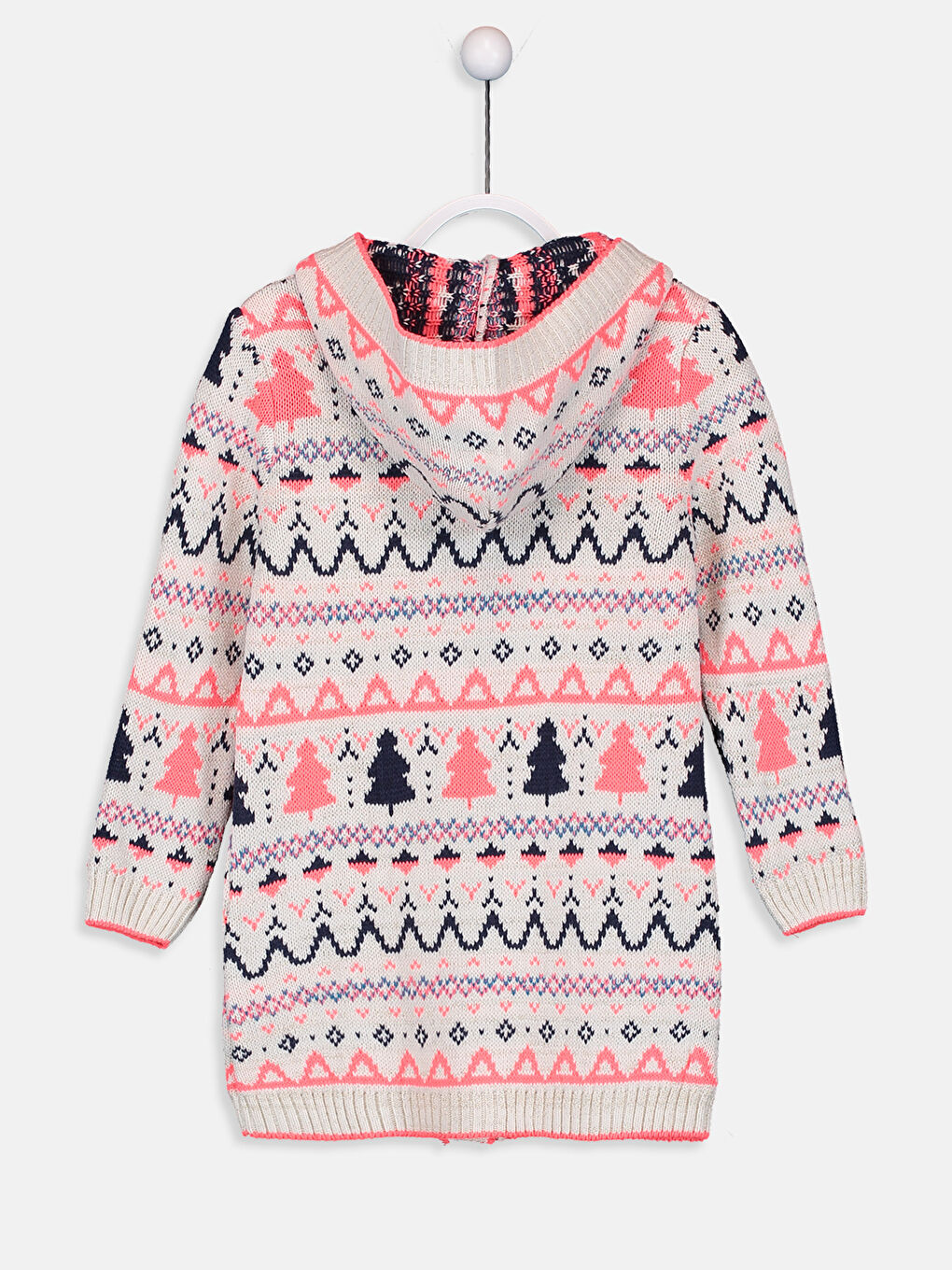 Ekru Kapüşonlu Kız Çocuk Hırka-1