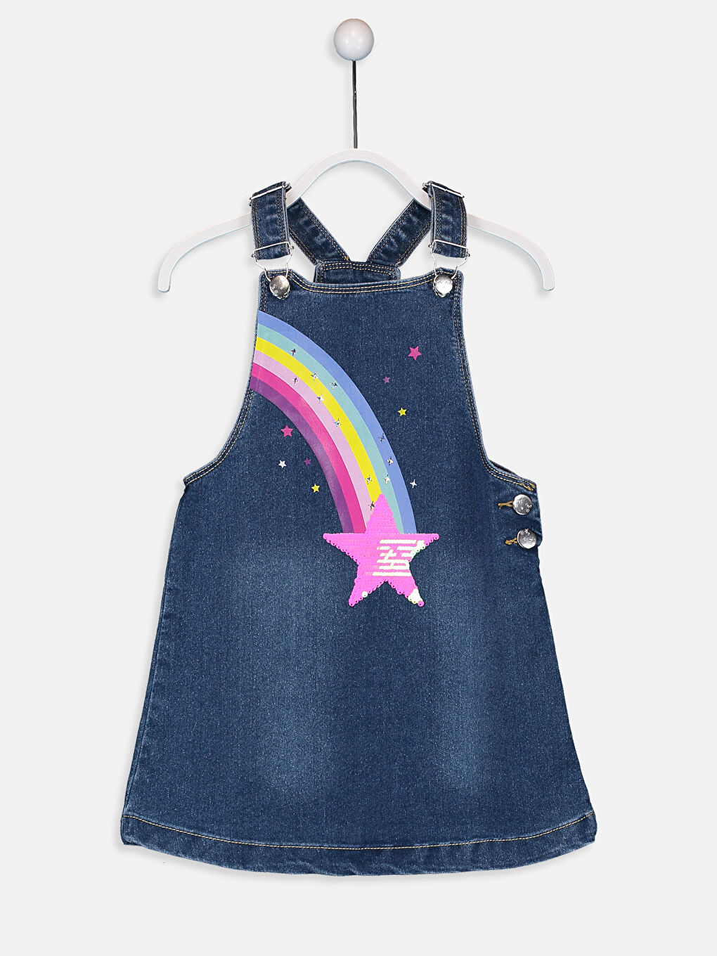 İndigo Kız Çocuk Jean Elbise-1