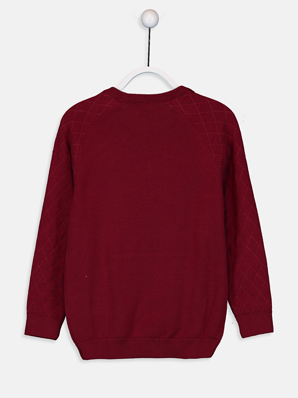 Bordo Bisiklet Yaka Desenli Uzun Kollu Erkek Çocuk Triko Kazak-1