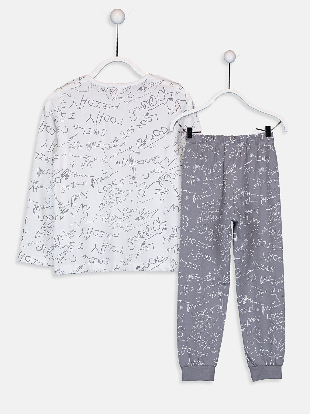 Девочки Белый Пижамный комплект-1