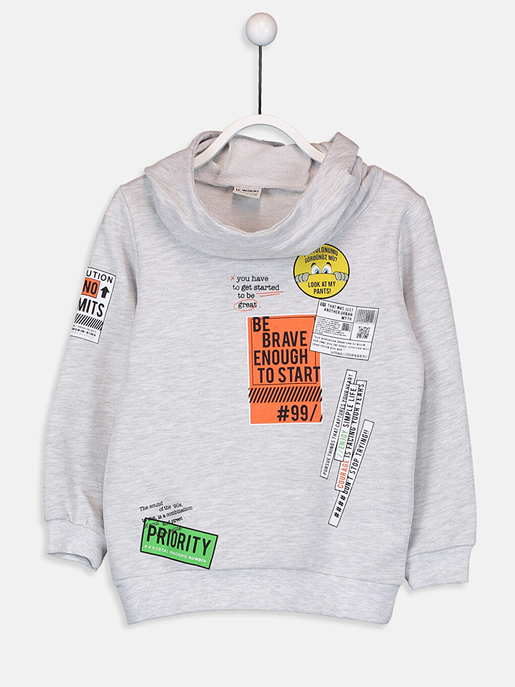 Açık Gri Melanj Sweatshirt