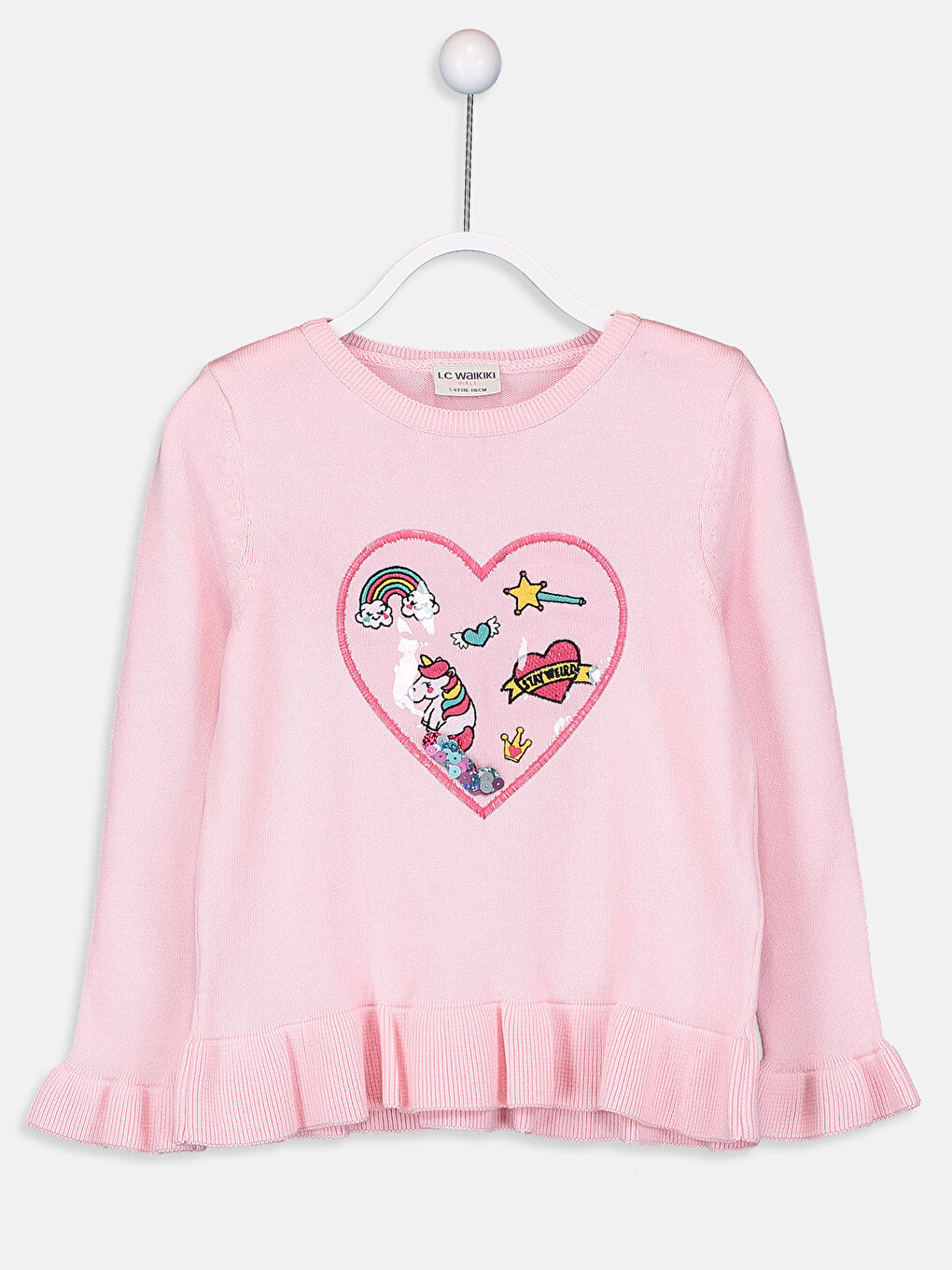 Pembe Bisiklet Yaka Kız Çocuk Kazak