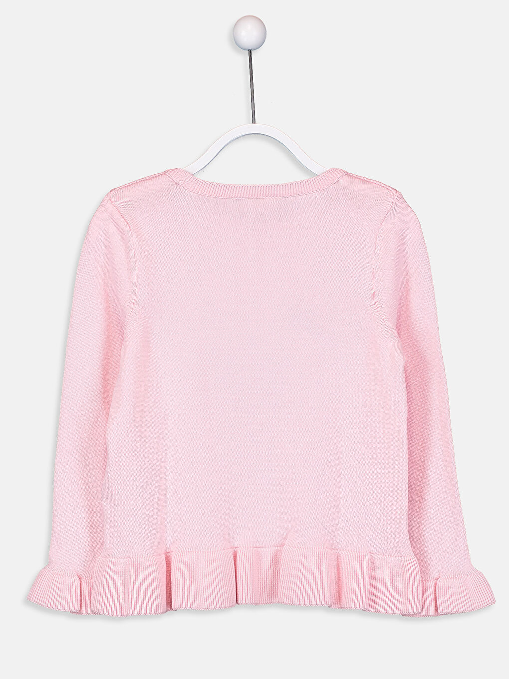 Pembe Bisiklet Yaka Kız Çocuk Kazak-1