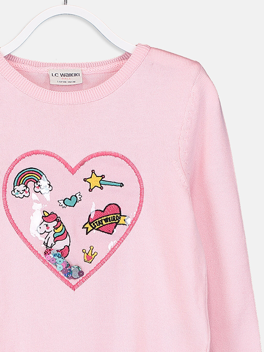 Pembe Bisiklet Yaka Kız Çocuk Kazak-2