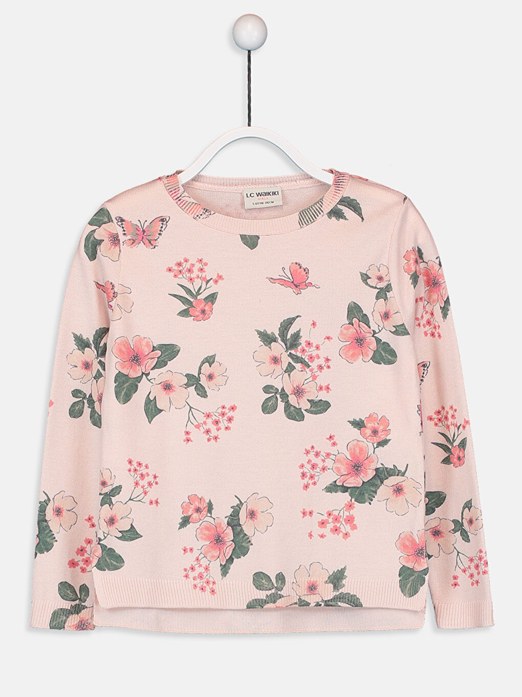 Pembe Bisiklet Yaka Uzun Kollu Kız Çocuk Kazak