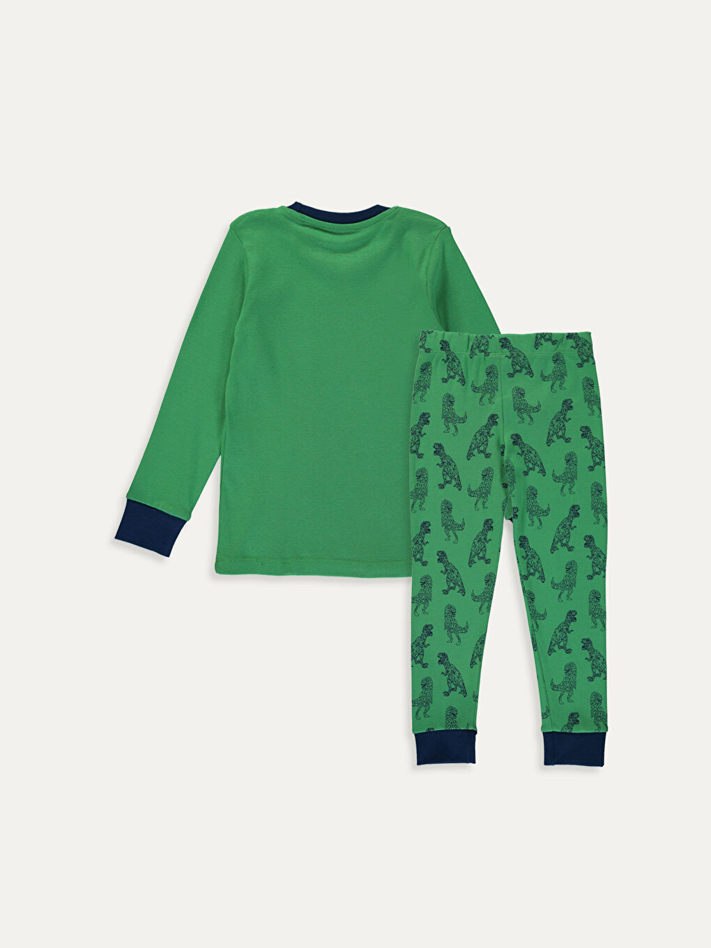 Yeşil Bisiklet Yaka Uzun Kollu Erkek Çocuk Pijama Takım-1