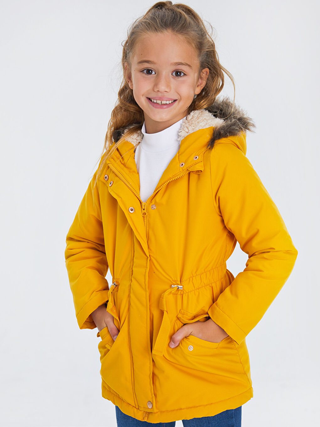 LCW Kids Girl YELLOW Overcoat -9W6144Z4-FNK