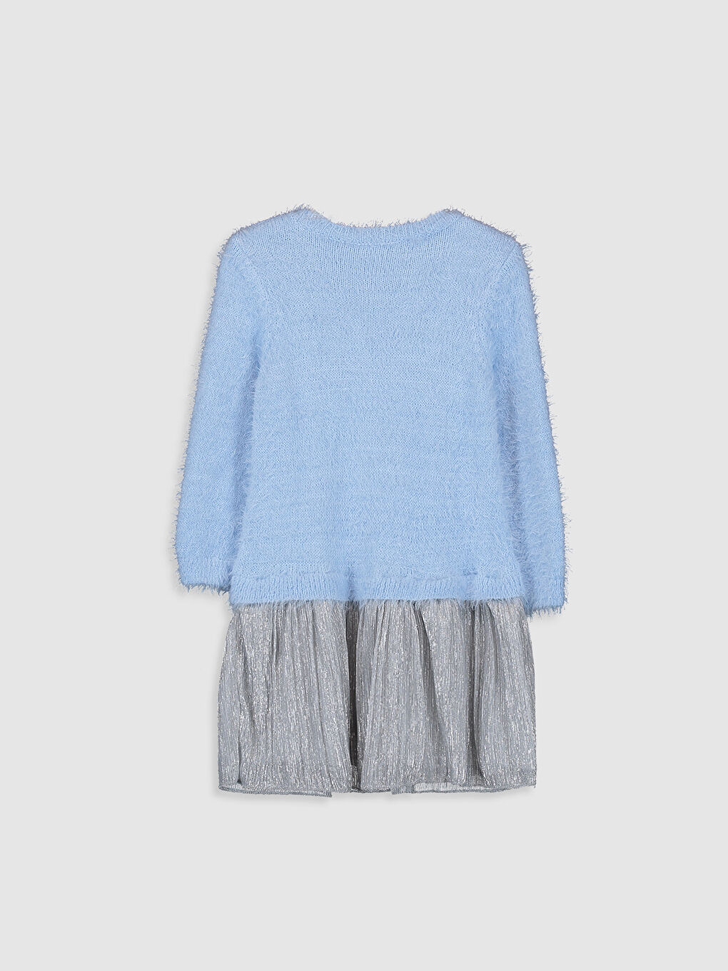 Дөңгелек жағалы негізгі ұзын жеңді қыздарға арналған трикотаж көйлек-1