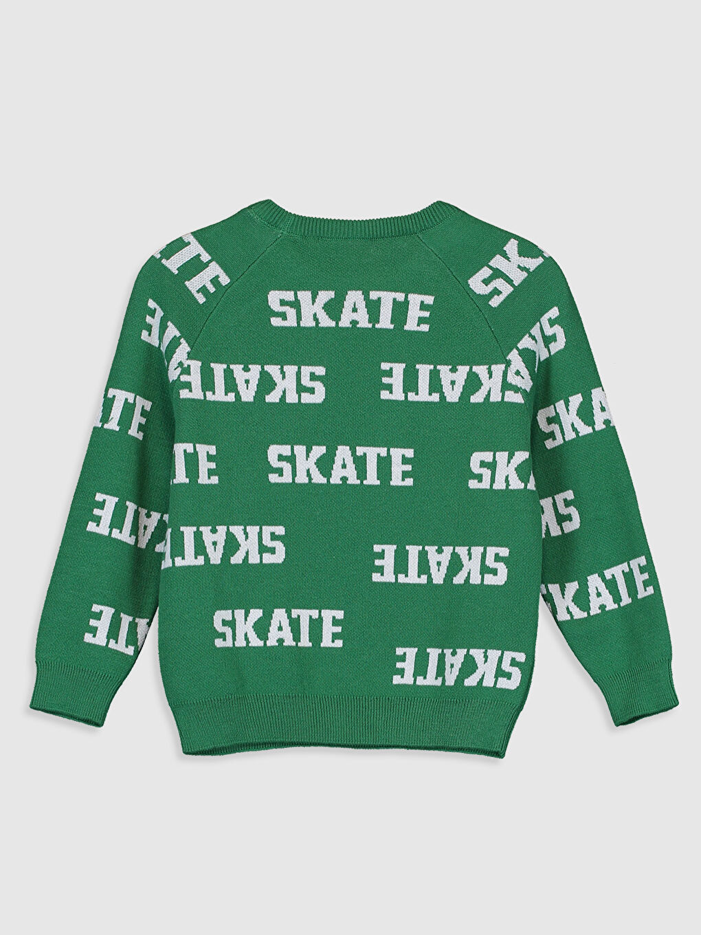 Crew Neck Patterned Long Sleeve Boy Tricot Sweater-1
