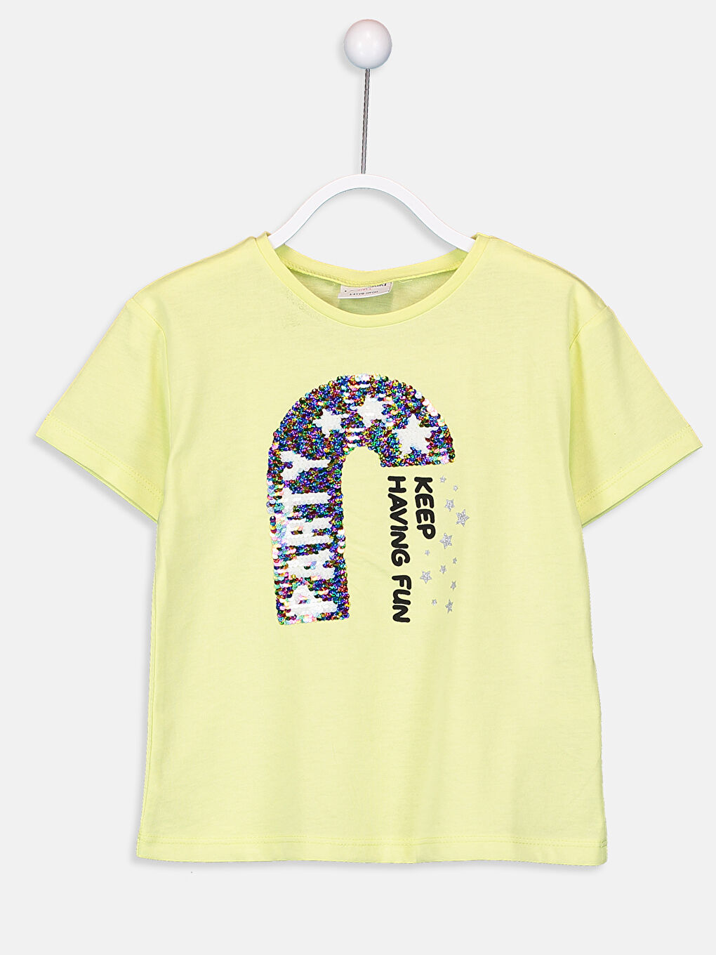 Sarı Bisiklet Yaka Kısa Kollu Kız Çocuk Tişört