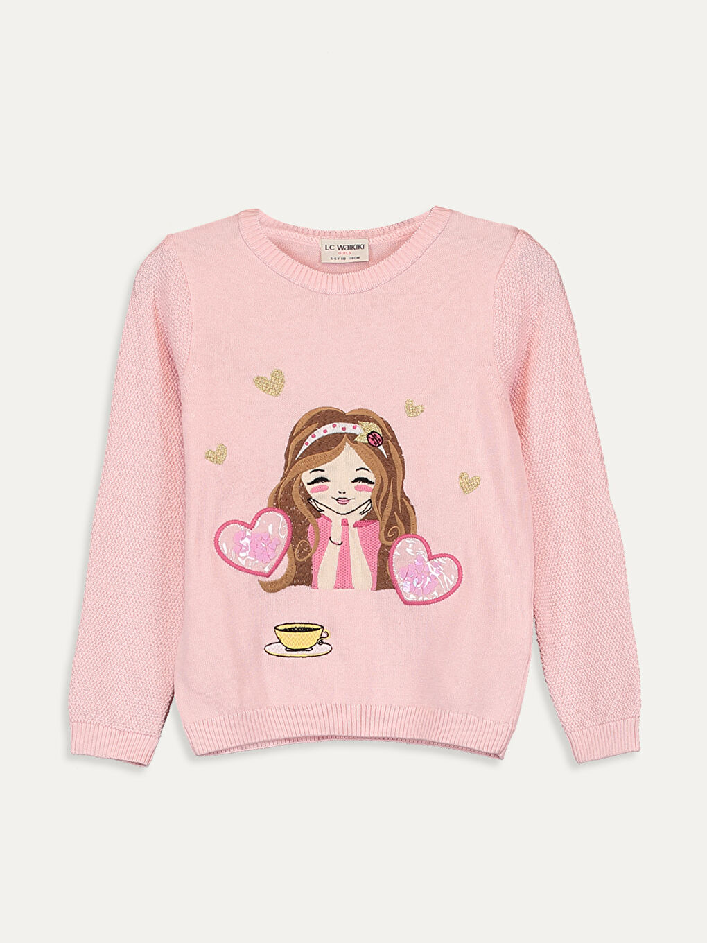 Pembe Bisiklet Yaka Kız Çocuk Kazak