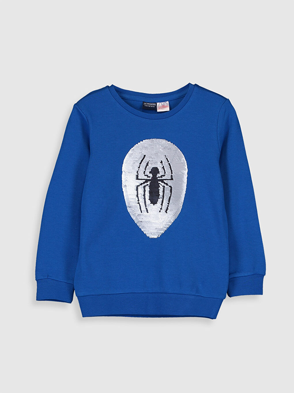 Mavi Erkek Çocuk Spider-Man Çift Yönlü Payetli Pamuklu Tişört-1