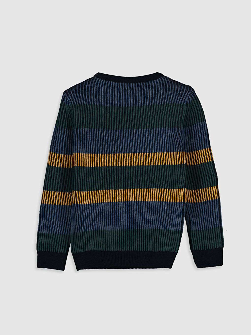 Ұлдарға арналған жолақты ұзын жең трикотаж жемпір-1