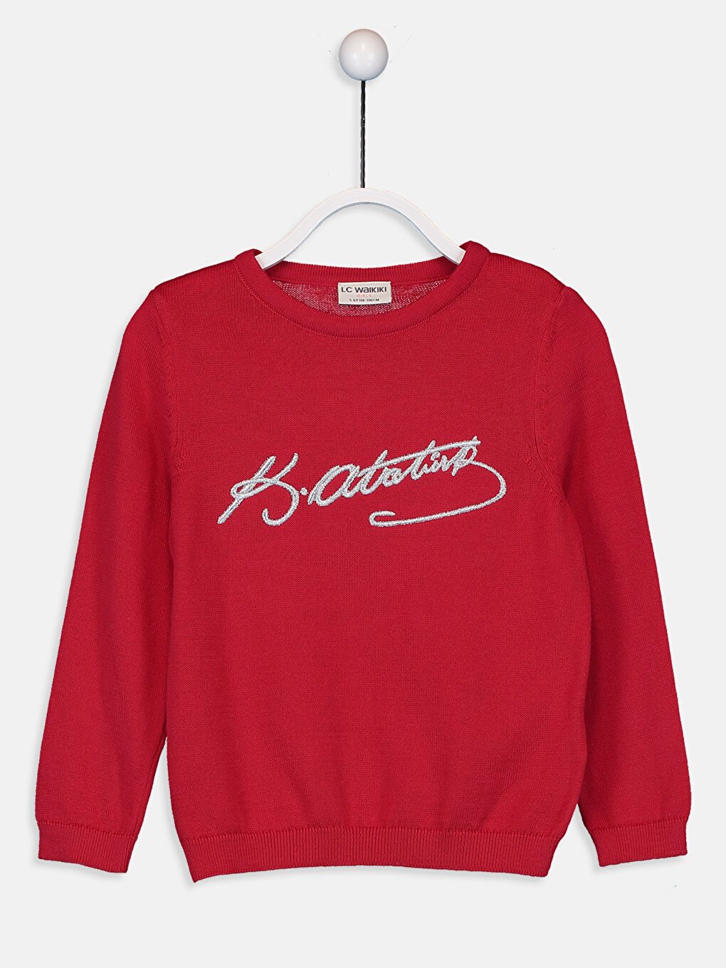 Kırmızı Bisiklet Yaka Kız Çocuk Kazak