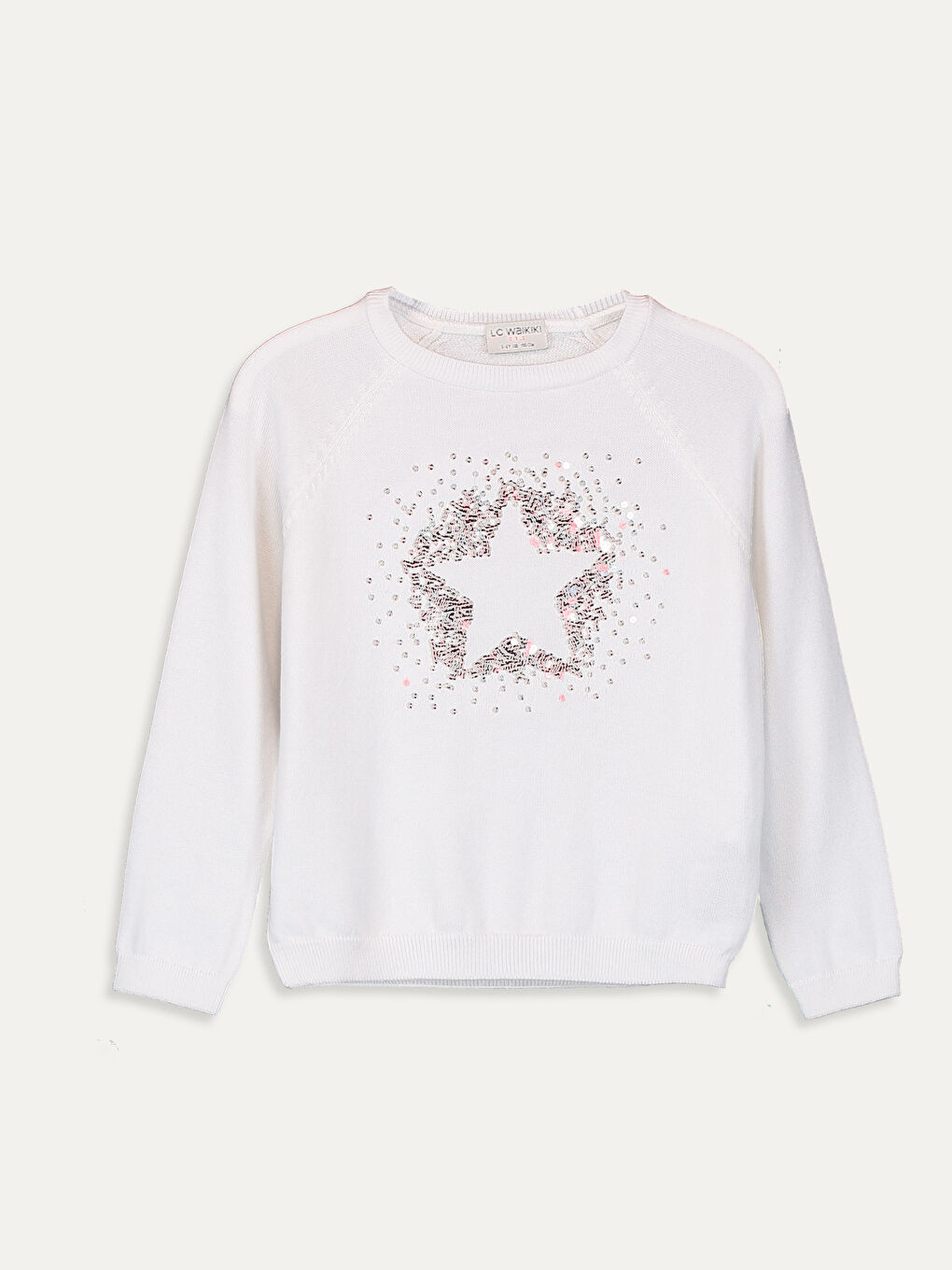 Ekru Bisiklet Yaka Kız Çocuk Kazak-1