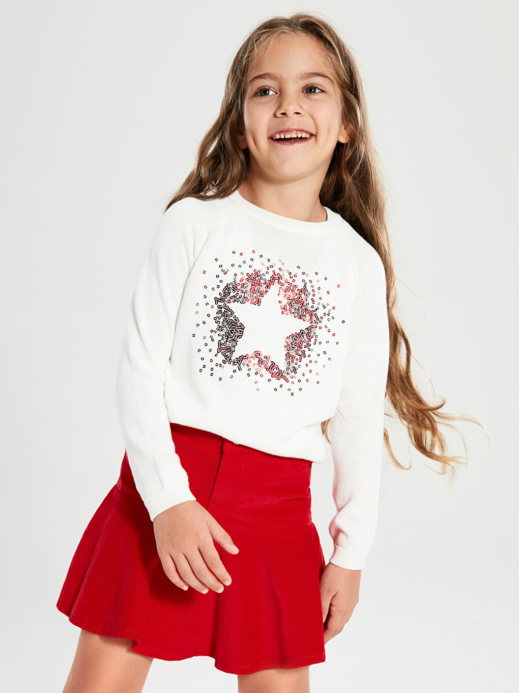 Ekru Bisiklet Yaka Kız Çocuk Kazak