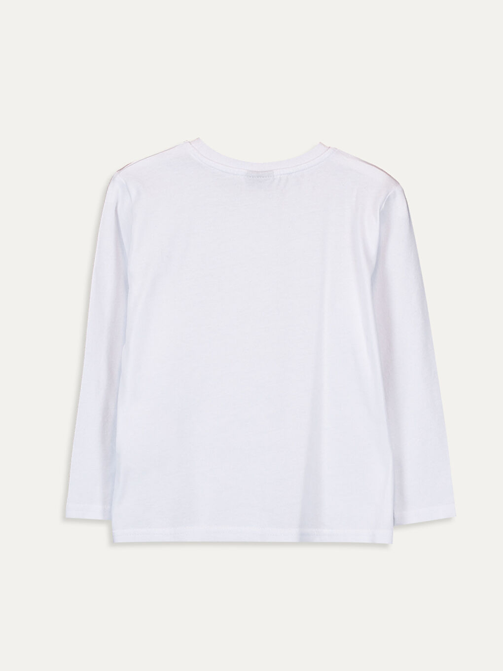 Beyaz Bisiklet Yaka Uzun Kollu Erkek Çocuk Tişört-1