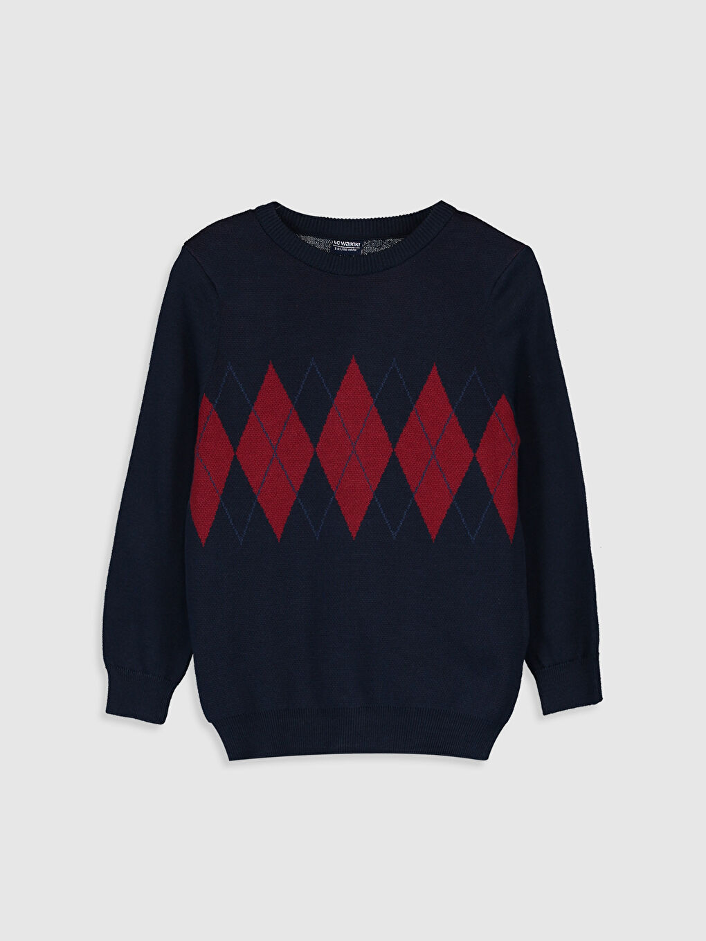 Crew Neck Patterned Long Sleeve Boy Tricot Sweater