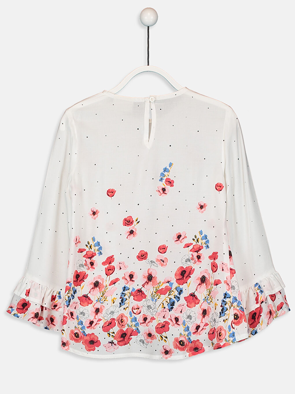 Ekru Bisiklet Yaka Uzun Kollu Kız Çocuk Bluz-1