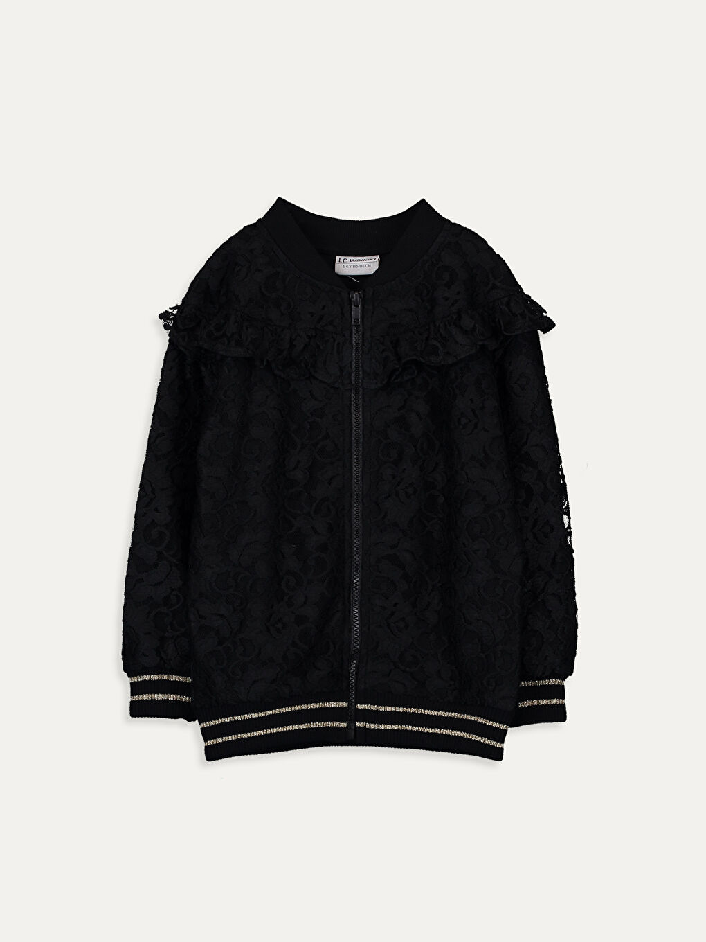 Girl's Zip-Down Lace Cardigan