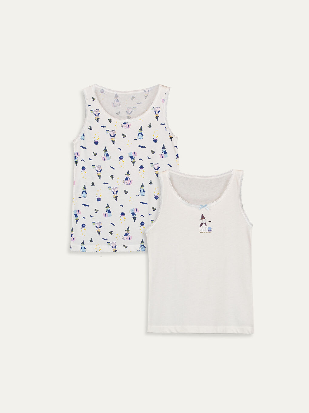 ياقة دائرية قميص داخلي مطبوع بناتي - مجموعتين