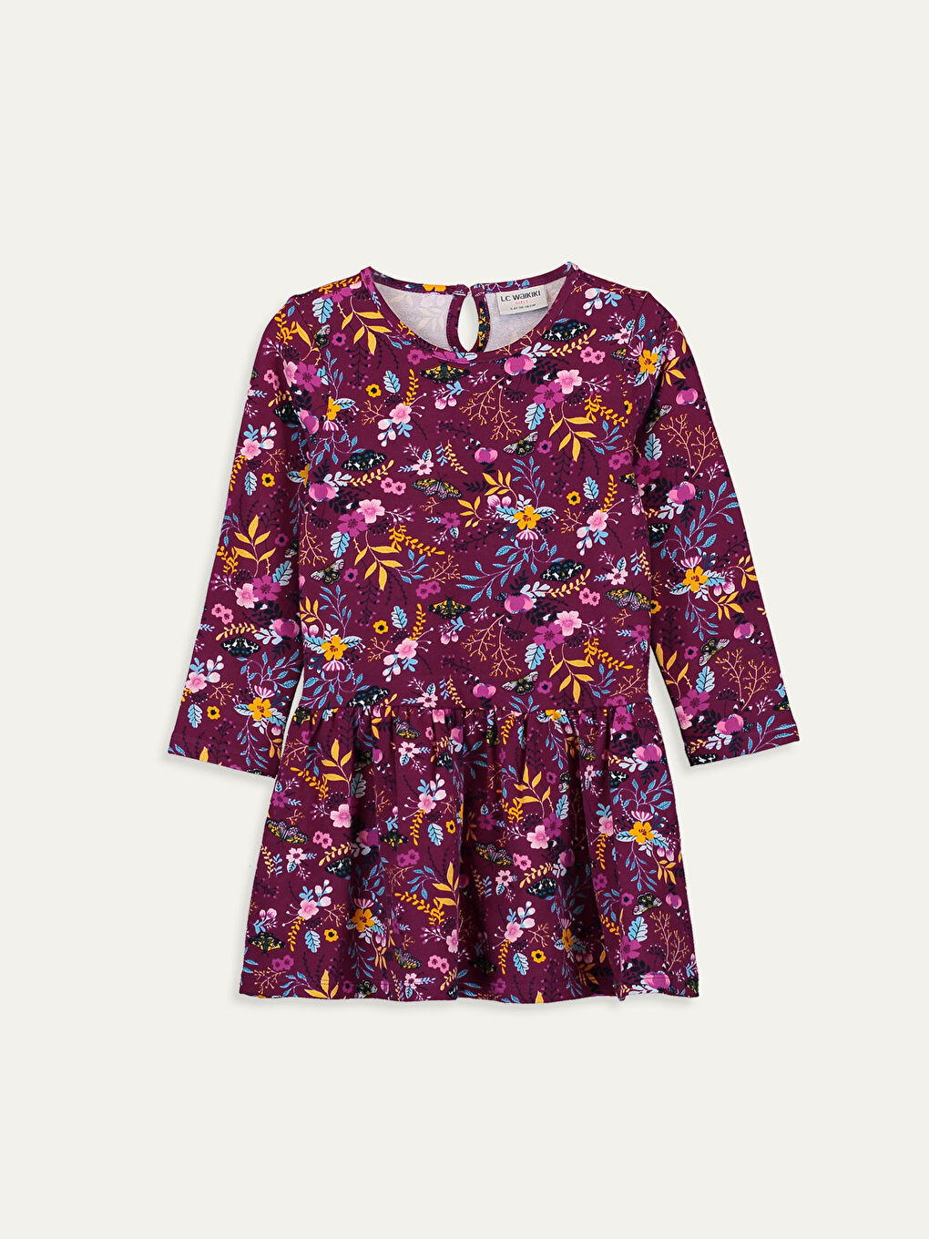 Mor Bisiklet Yaka Kız Çocuk Elbise-3