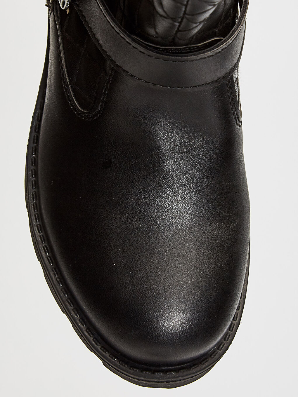 Siyah Deri Görünümlü Fermuarlı Kız Çocuk Bot-4