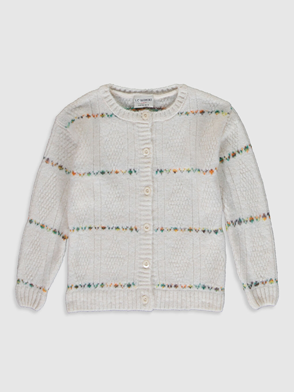 Кардиган трикотажный для девочек с круглым вырезом, узорчатый, с длинным рукавом