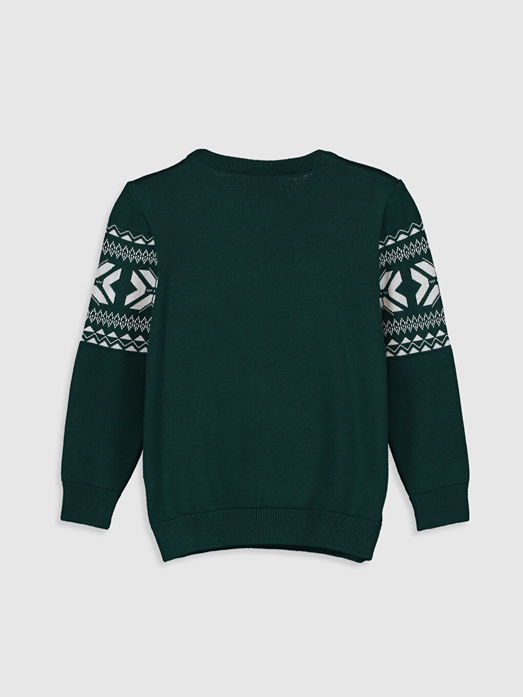 Yeşil Bisiklet Yaka Yılbaşı Temalı Uzun Kollu Erkek Çocuk Triko Kazak-1