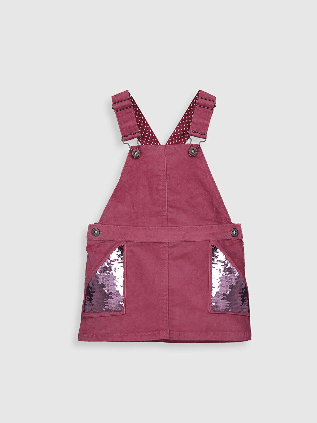 Pembe Kız Çocuk Çift Yönlü Payetli Kadife Elbise-1