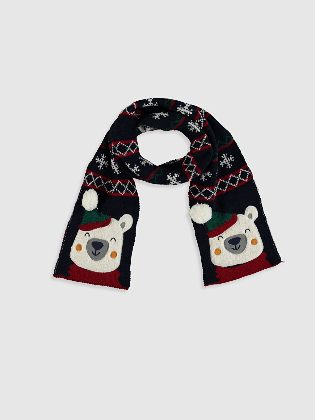 Lacivert Erkek Çocuk Yılbaşı Temalı Triko Atkı ve Bere-1