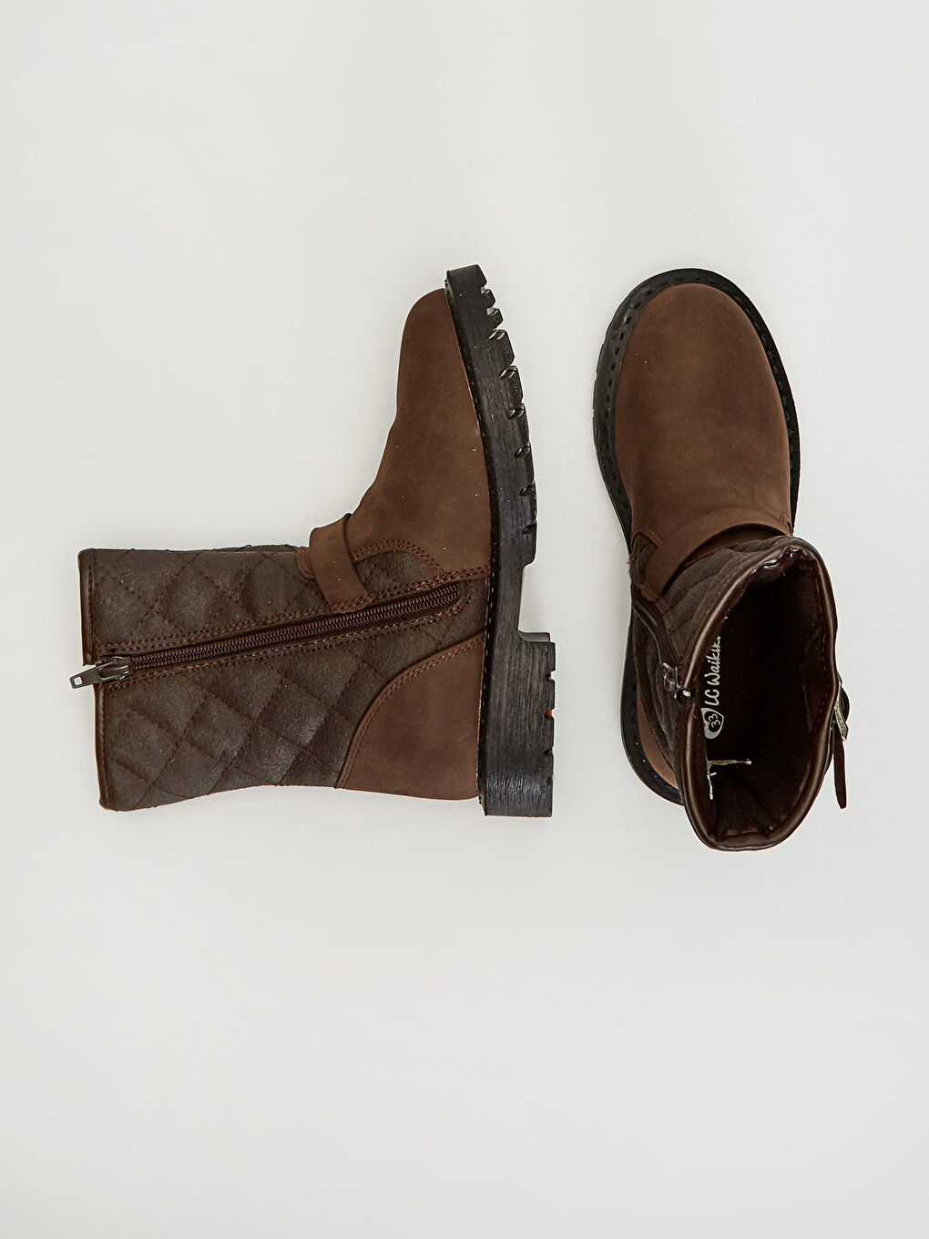 Kahverengi Kemer Detaylı Fermuarlı Kız Çocuk Yağmur Botu-1