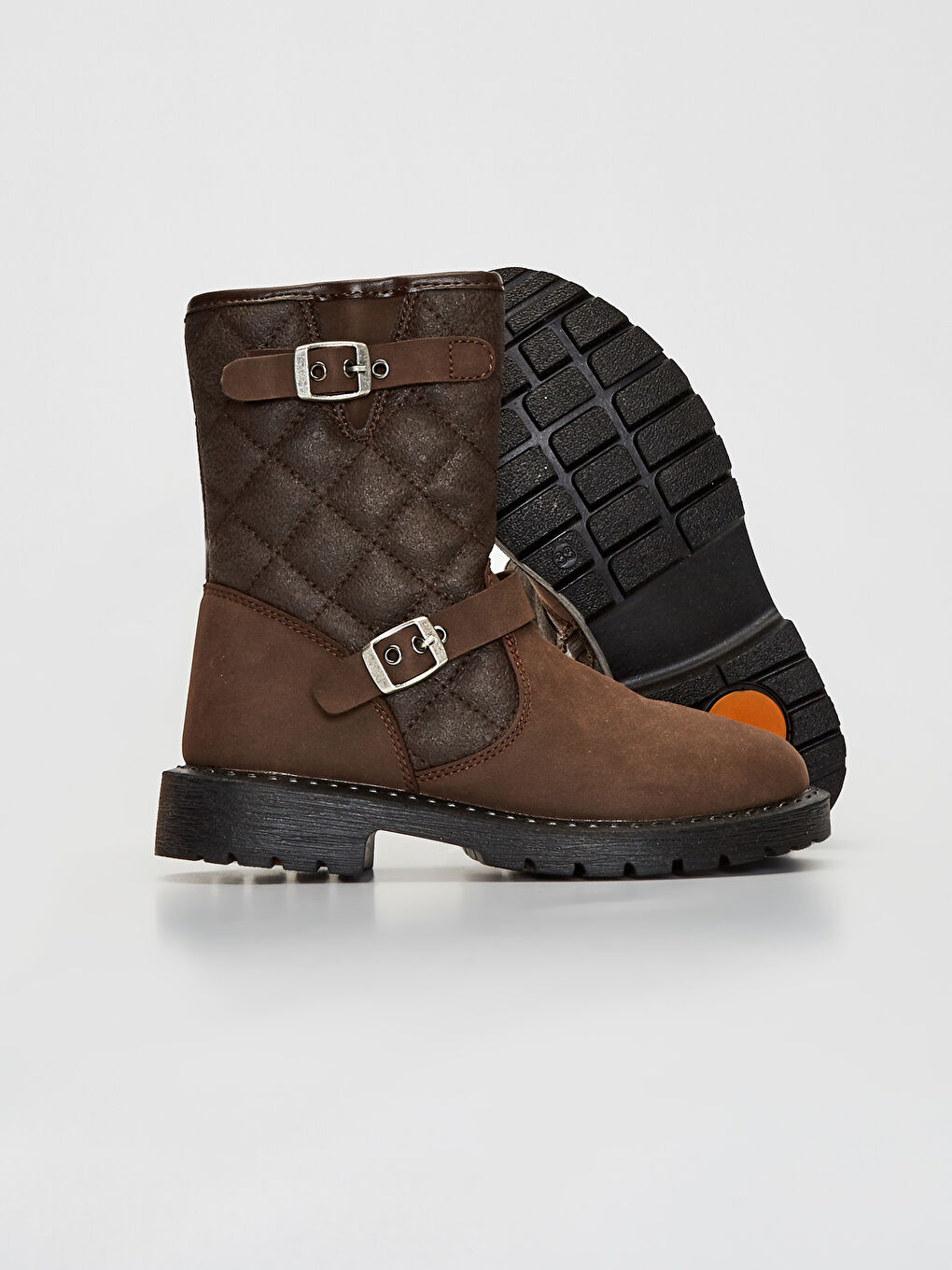 Kahverengi Kemer Detaylı Fermuarlı Kız Çocuk Yağmur Botu-2