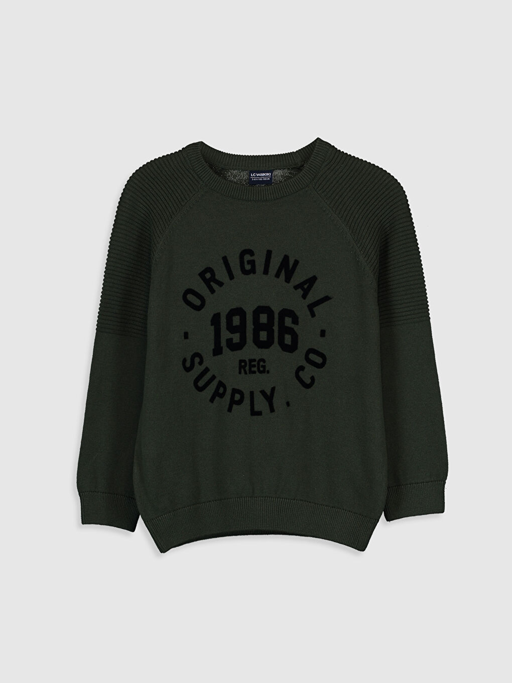 Crew Neck Patterned Long Sleeve Boy Tricot Sweater